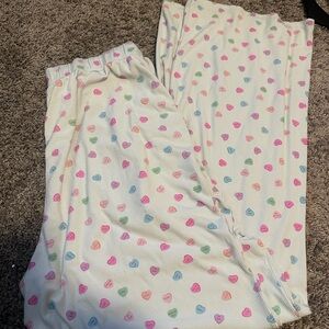 SKIMS White Wide Leg Pants with Colorful Heart Print